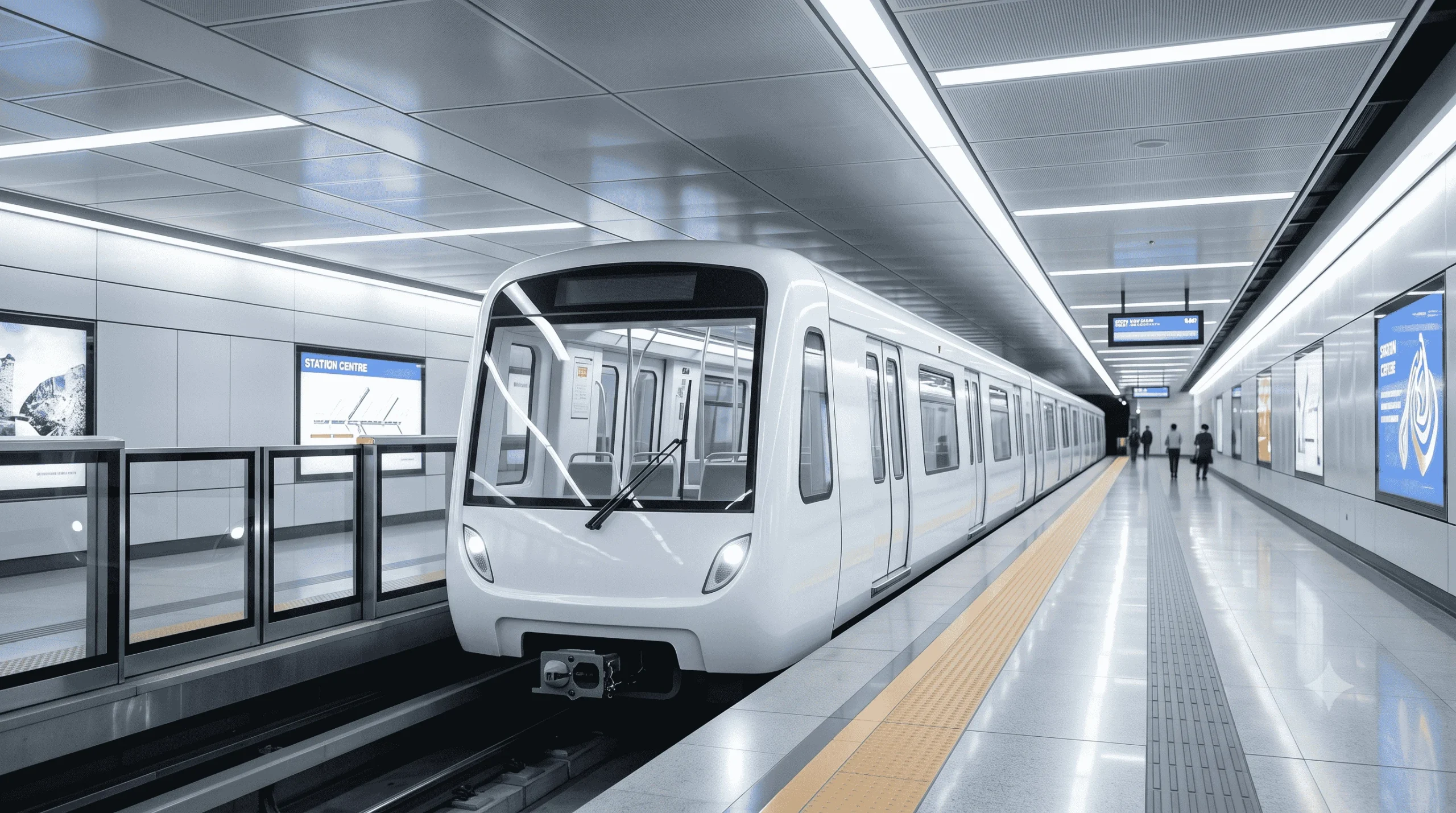 Alev ilerletmeyen jelkot ile kaplanabilecek modern metro istasyonu ve tren iç mekanı